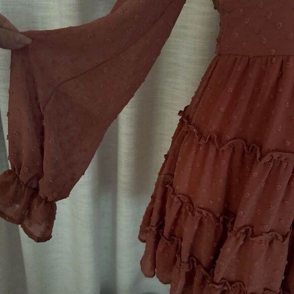 Altard State Dress Womens Small Rose Swiss Dot Cottage Ruffle Zip Up Flowy Gauzy - Picture 14 of 14